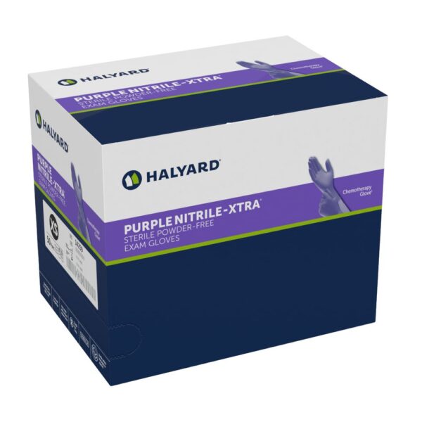 Halyard Purple Xtra Sterile Powder-Free Exam Gloves Box Exterior | GSE Medical Supplies