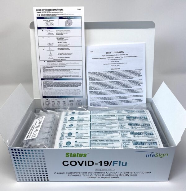 Status COVID-19 Flu A & B Combo Test Box Open | GSE Medical Supplies