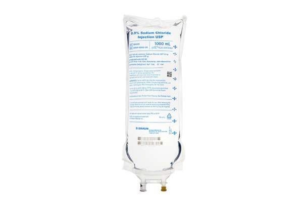 B. Braun 0.9% Sodium Chloride Injection - USP - 1000 mL - EXCEL Plus IV Bag - Case of 12