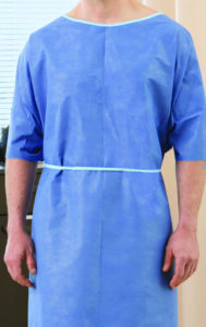 GRAHAM MEDICAL NON-WOVEN EXAMINATION GOWN-Exam Gown, Non-Woven, 42" x 50", Blue (Yellow Tie), X-Large,