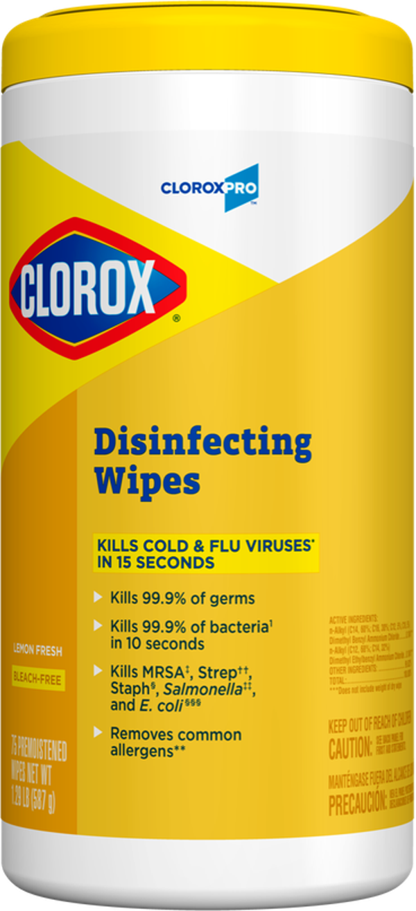 CloroxPro™ Clorox® Disinfecting Wipes, Lemon Fresh, 75 ct, 6/cs