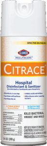 Clorox Healthcare Citrace® Hospital Disinfectant & Sanitizer Aerosol Spray, Citrus, 14 oz, 12/cs -
