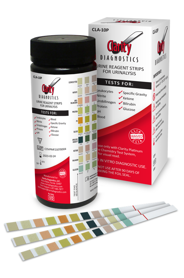 CLARITY DIAGNOSTICS URINALYSIS- Clarity Platinum Urinalysis Strips, 100/Bottle -