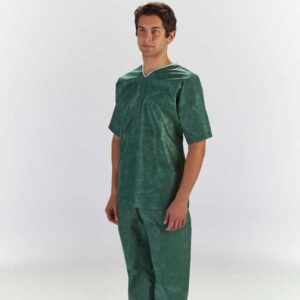 Graham Medical Disposable Elite Non-Woven Scrubs-Shirt, Non-Woven, X-Large, Green