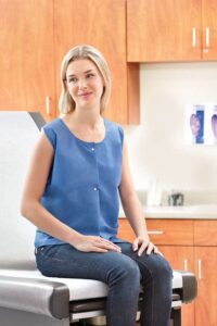 GRAHAM MEDICAL EXAM VEST-Exam Vest with Snaps, 31" x 24", Blue Front/ White Back