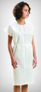 GRAHAM MEDICAL TISSUE/POLY/TISSUE EXAMINATION GOWN-Exam Gown, TPT, 30" x 42", White,