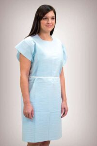 GRAHAM MEDICAL 3-PLY TISSUE GOWN-Exam Gown, 30" x 42", Blue