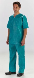 GRAHAM MEDICAL NON-WOVEN SCRUBS-Scrub Set, Shirt & Pant, Medium, Teal, Nonwoven