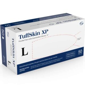 MEDGLUV Tuffskin Latex exam glove-Tuffskin Latex, Powder-Free, Extended Cuff, Dark Blue,