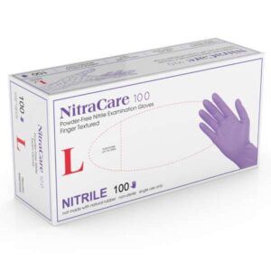 MEDGLUV Nitracare 100 Nitrile exam glove-  Nitrile, Powder-Free, Textured Finger, Violet Blue, Non-Sterile