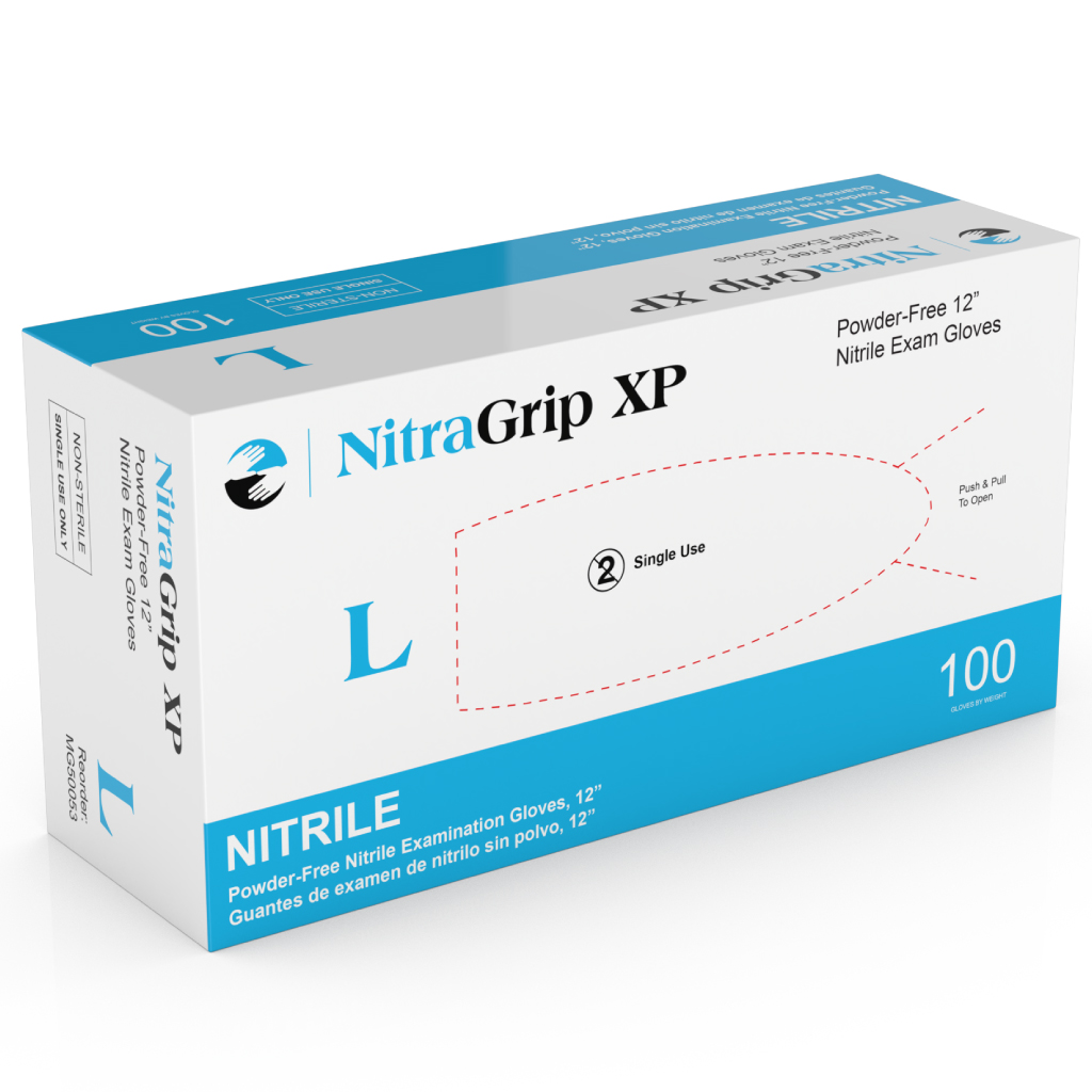 MEDGLUV Nitragrip XP Nitrile exam glove- 12", 6mL, Chemo Tested, Textured, Non-Sterile -MG50050_ Series