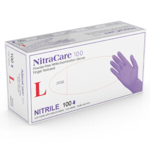 MEDGLUV Nitracare 100 Nitrile exam glove- Nitrile, Powder-Free, Textured Finger, Violet Blue, Non-Sterile