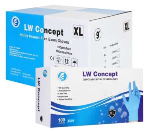 LW Concept 5Mil Blue Nitrile Gloves - Case of 1,000