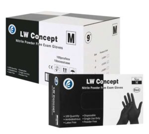 LW Concept Black Nitrile Gloves  - Case of 1,000